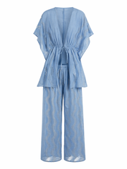 Wavy Texture Loose Top and Pants Set